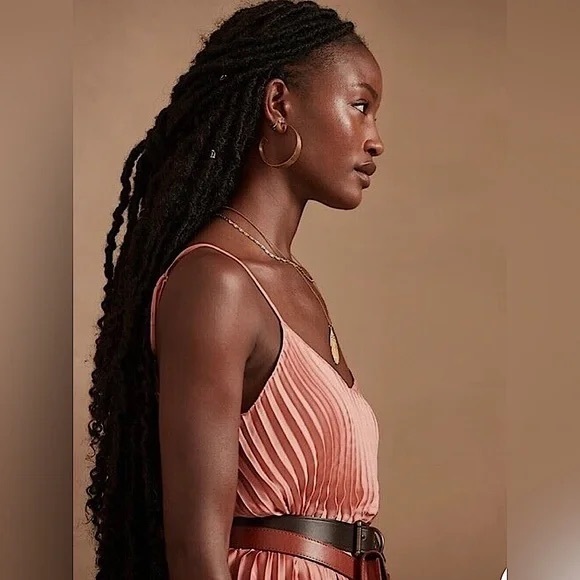 NWOT Banana Republic Satin Pleated Midi Dress | Mocha Brown | XXL - Picture 6 of 9